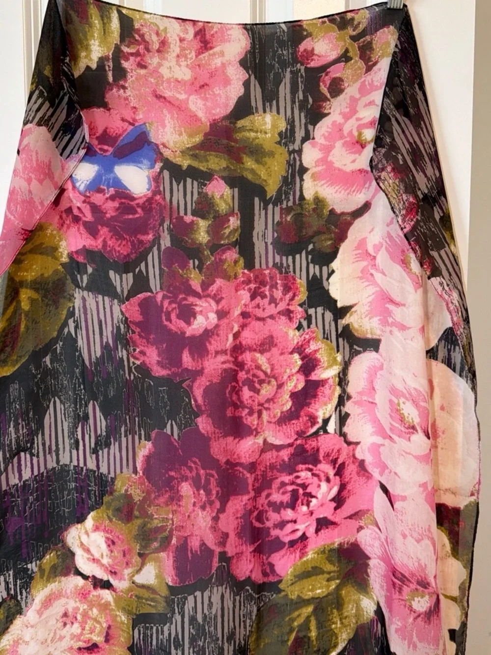 Oversized Pink Floral Butterfly Scarf Wrap